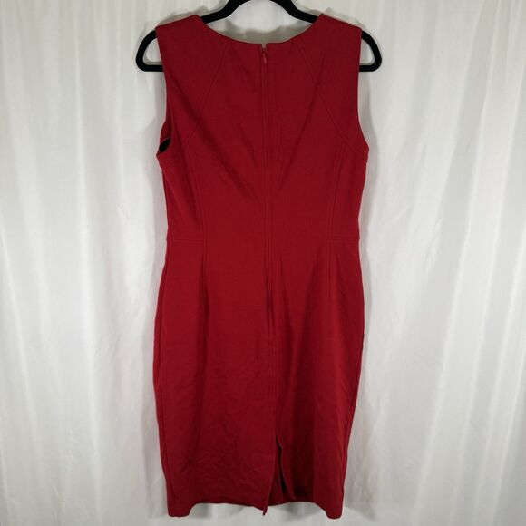 Talbots Knee Length Dress Women's 6 Red Sleeveless Zip Back Round Neck - Picture 7 of 11